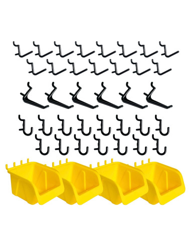 Conjunto de Bins y Ganchos WallPeg para Tablero de Clavos