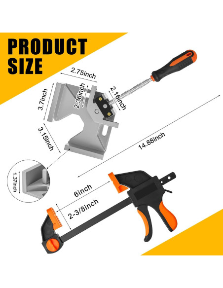 Juego de 6 Abrazaderas de Ángulo Recto Leriton 15 cm
