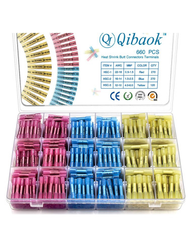 660 Conectores Termorretráctiles Qibaok Impermeables 22-10 AWG