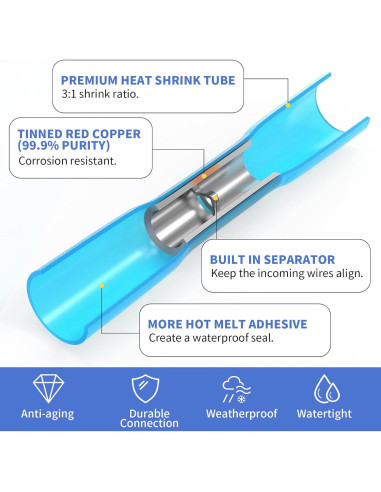 660 Conectores Termorretráctiles Qibaok Impermeables 22-10 AWG