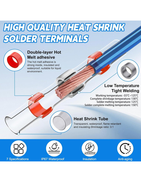 Kit de Conectores de Cable Termoretráctiles BILIPLE 460PCS