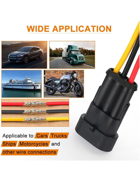 Conector Impermeable 3 Pines NAOEVO 16 AWG para Coche Barco