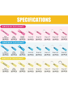 Kit 300 Conectores Termocontraíbles Camtek AWG 22-10 Impermeables 2