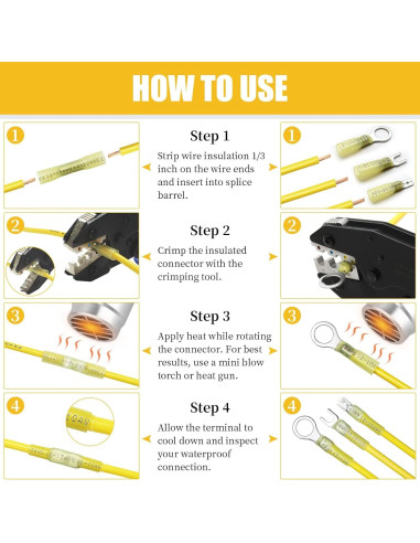 Kit 300 Conectores Termocontraíbles Camtek AWG 22-10 Impermeables