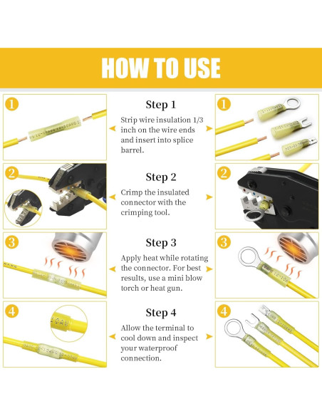 Kit 300 Conectores Termocontraíbles Camtek AWG 22-10 Impermeables