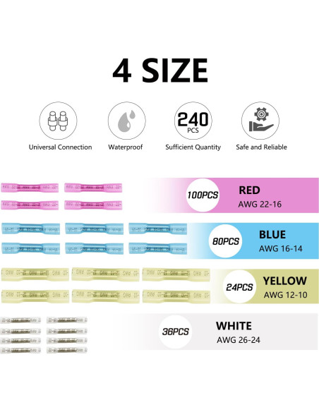 Kit de Conectores Térmicos a Prueba de Agua Denninal 240 Piezas