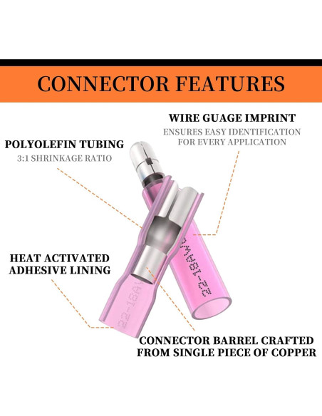 Kit 300 Conectores de Bala Termocontraíbles Camtek Aislados