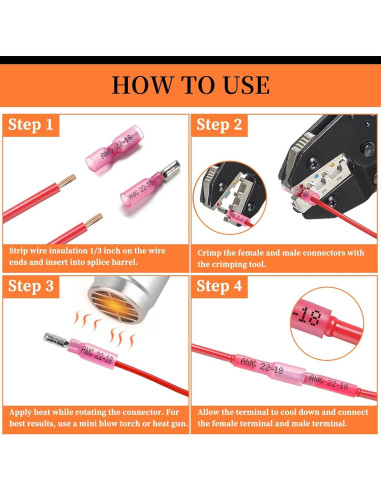 Kit 300 Conectores de Bala Termocontraíbles Camtek Aislados