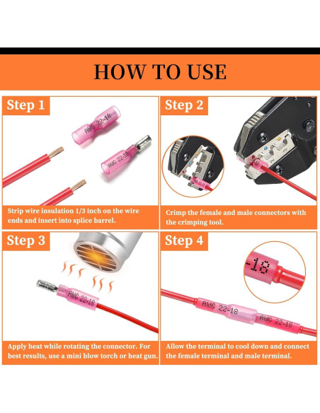 Kit 300 Conectores de Bala Termocontraíbles Camtek Aislados
