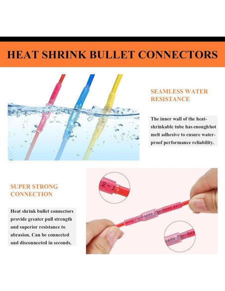 Kit 300 Conectores de Bala Termocontraíbles Camtek Aislados