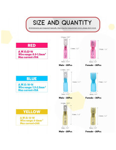 Kit de Conectores Termocontraíbles Hilitchi 160Pcs Hembra/Macho 2