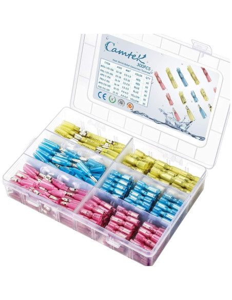 Kit 300 Conectores de Bala Termocontraíbles Camtek Aislados