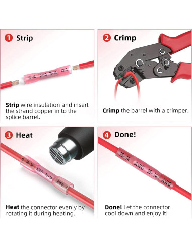 Kit de 300 Conectores Termoretráctiles Onsski Rojo A.W.G 22-16
