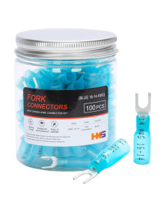 Conectores de Horquilla HKS 100PCS Azul 16-14 Gauge Termorretráctil