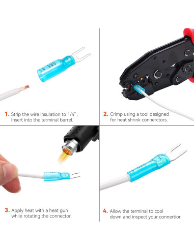 Conectores de Horquilla HKS 100PCS Azul 16-14 Gauge Termorretráctil