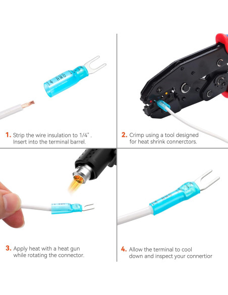 Conectores de Horquilla HKS 100PCS Azul 16-14 Gauge Termorretráctil