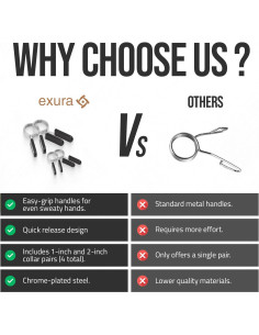 Collares de Resorte Exura 2 Pares 25mm y 50mm para Barra 2