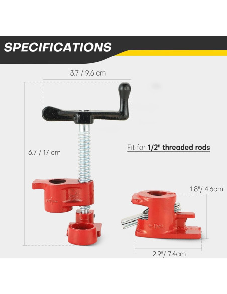 Juego de Abrazaderas de Tubo Acymner 4 Pzas 1/2" Hierro Fundido