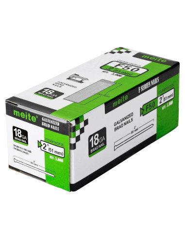 Clavos Brad Galvanizados Meite 18GA 5,000 Unidades 5.08cm