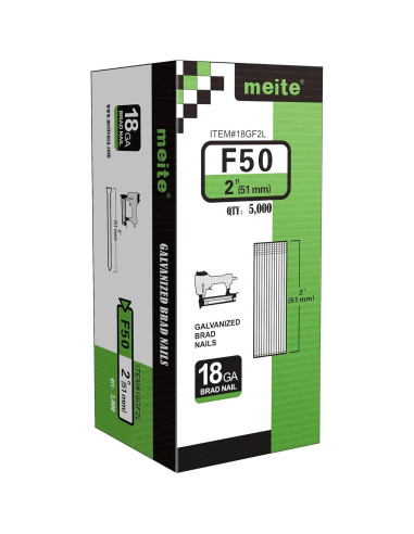 Clavos Brad Galvanizados Meite 18GA 5,000 Unidades 5.08cm