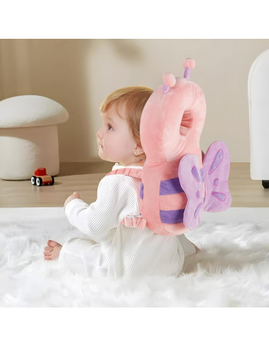 Mochila Protectora de Cabeza PandaEar Rosa con Rodilleras