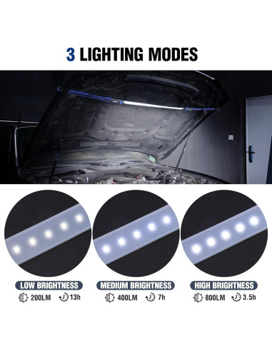 Luz de Trabajo LED Recargable WORKPRO 63.5cm 3 Modos