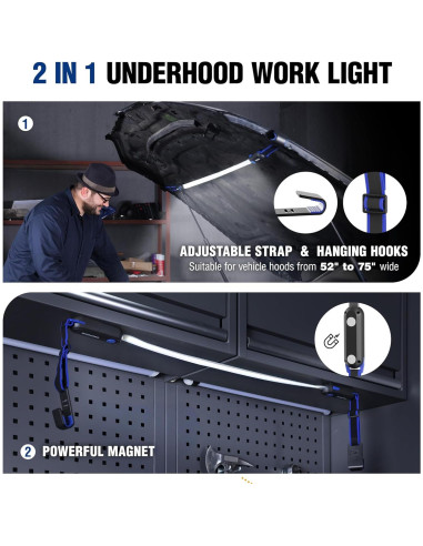 Luz de Trabajo LED Recargable WORKPRO 63.5cm 3 Modos