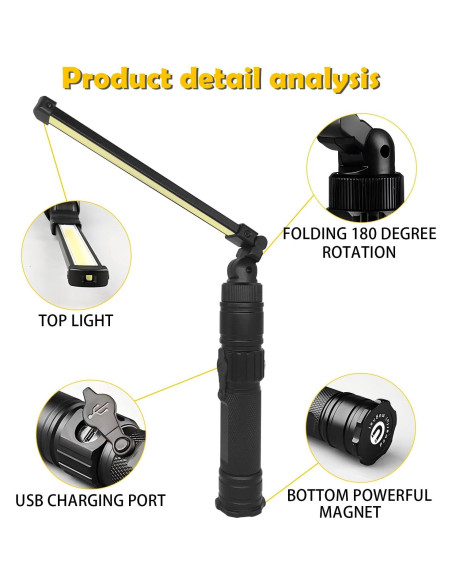 Luz de trabajo LED recargable TOMATOCAT FANMAO001 5 modos