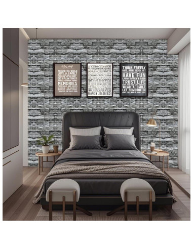 30 Paneles de Pared 3D Autoadhesivos MGY Ladrillo Negro 30x30cm