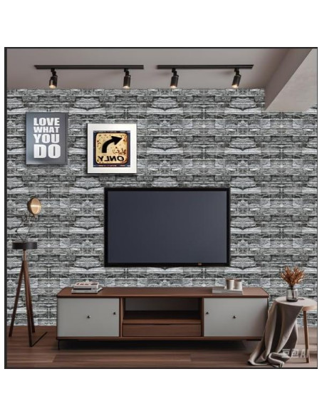 30 Paneles de Pared 3D Autoadhesivos MGY Ladrillo Negro 30x30cm