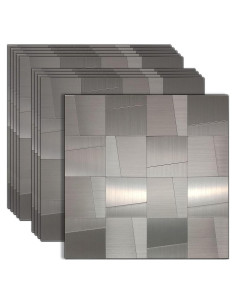 Azulejos Autoadhesivos YMMXGE 10 Piezas 30x30cm Acero Inoxidable