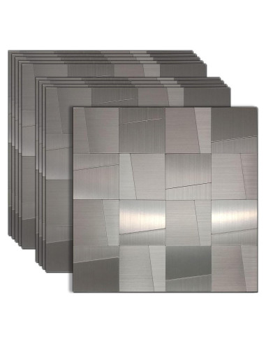 Azulejos Autoadhesivos YMMXGE 10 Piezas 30x30cm Acero Inoxidable