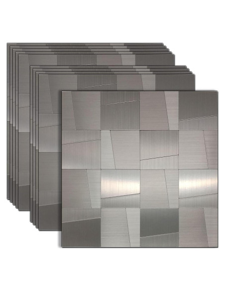 Azulejos Autoadhesivos YMMXGE 10 Piezas 30x30cm Acero Inoxidable
