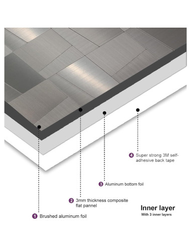 Azulejos Autoadhesivos YMMXGE 10 Piezas 30x30cm Acero Inoxidable