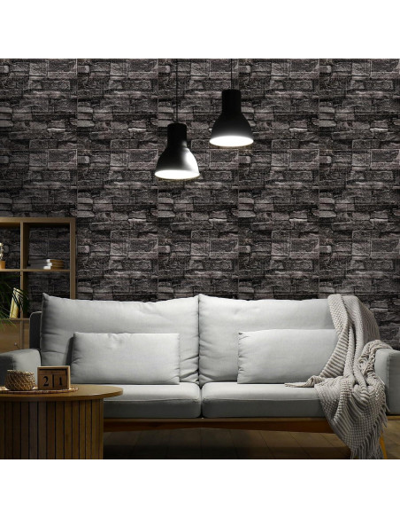 Paneles de Pared 3D Autoadhesivos Orgthin 20 PCS Espuma PE Negro