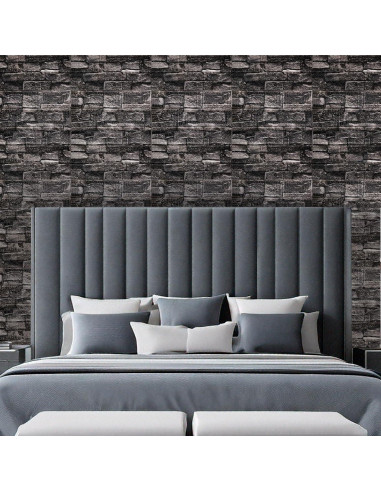 Paneles de Pared 3D Autoadhesivos Orgthin 20 PCS Espuma PE Negro