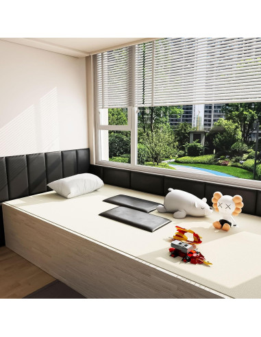 Paneles de Cabecero Autoadhesivos Umedol 4 Piezas Negro 19.8x39.9 cm