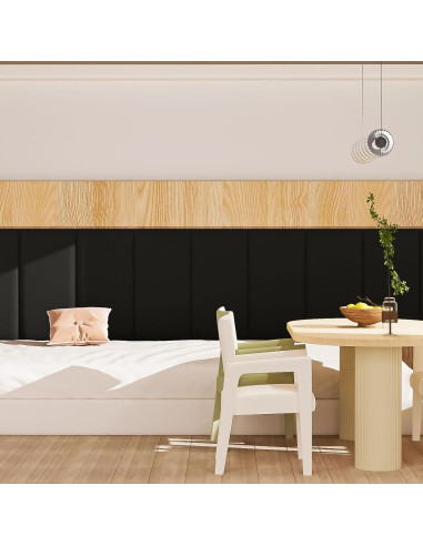 Paneles de Cabecero Autoadhesivos Umedol 4 Piezas Negro 19.8x39.9 cm