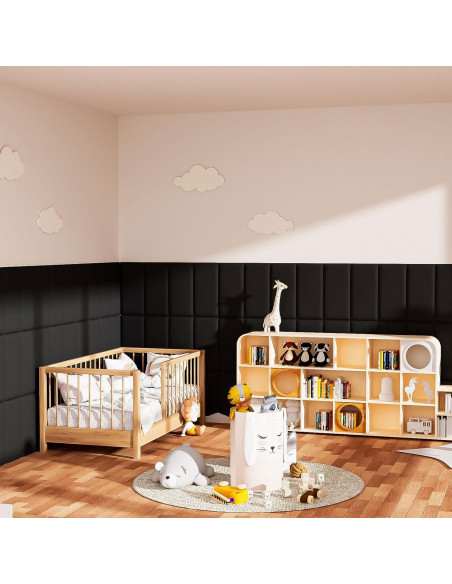 Paneles de Cabecero Autoadhesivos Umedol 4 Piezas Negro 19.8x39.9 cm