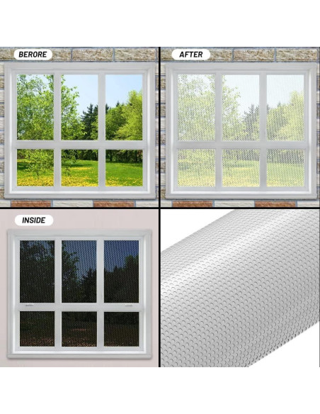 Película de Ventana de Privacidad XhuangTech 30x120cm PVC Blanco