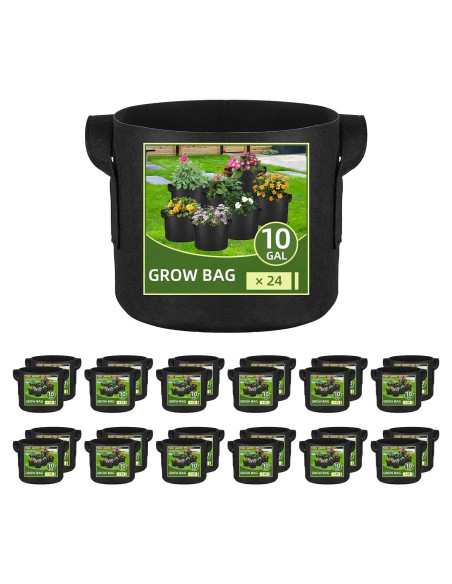 Paquete de 24 bolsas de cultivo de 10 galones ReFeltidolom