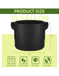 Paquete de 24 bolsas de cultivo de 10 galones ReFeltidolom 2