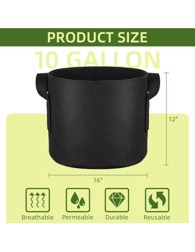 Paquete de 24 bolsas de cultivo de 10 galones ReFeltidolom