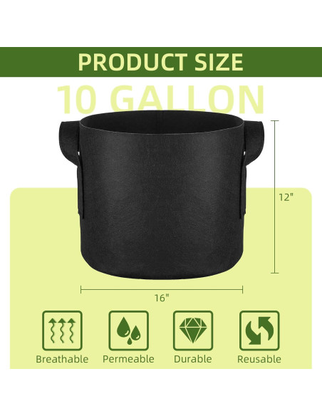 Paquete de 24 bolsas de cultivo de 10 galones ReFeltidolom