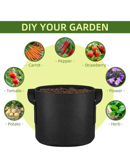 Paquete de 24 bolsas de cultivo de 10 galones ReFeltidolom