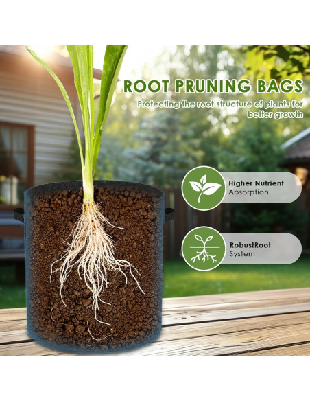 Paquete de 12 bolsas de cultivo BOGWHY 10 Galones negras