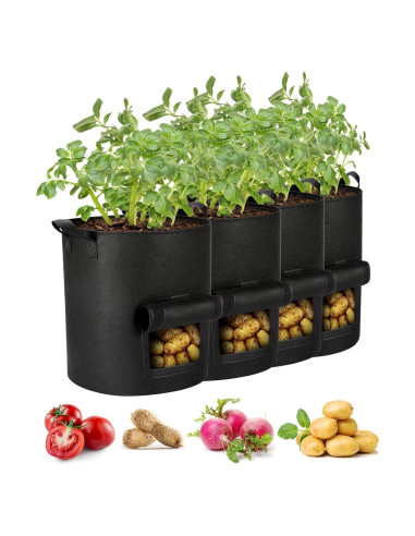 4 Bolsas de Cultivo de Patatas AGOLEAM 10 Galones 35.1cm