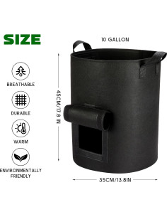 4 Bolsas de Cultivo de Patatas AGOLEAM 10 Galones 35.1cm 2