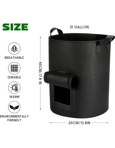 4 Bolsas de Cultivo de Patatas AGOLEAM 10 Galones 35.1cm