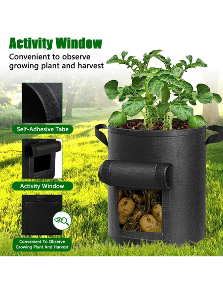 4 Bolsas de Cultivo de Patatas AGOLEAM 10 Galones 35.1cm